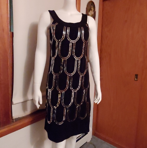 Black With Silver Sequin Flapperesque Dress - Picture 1 of 8